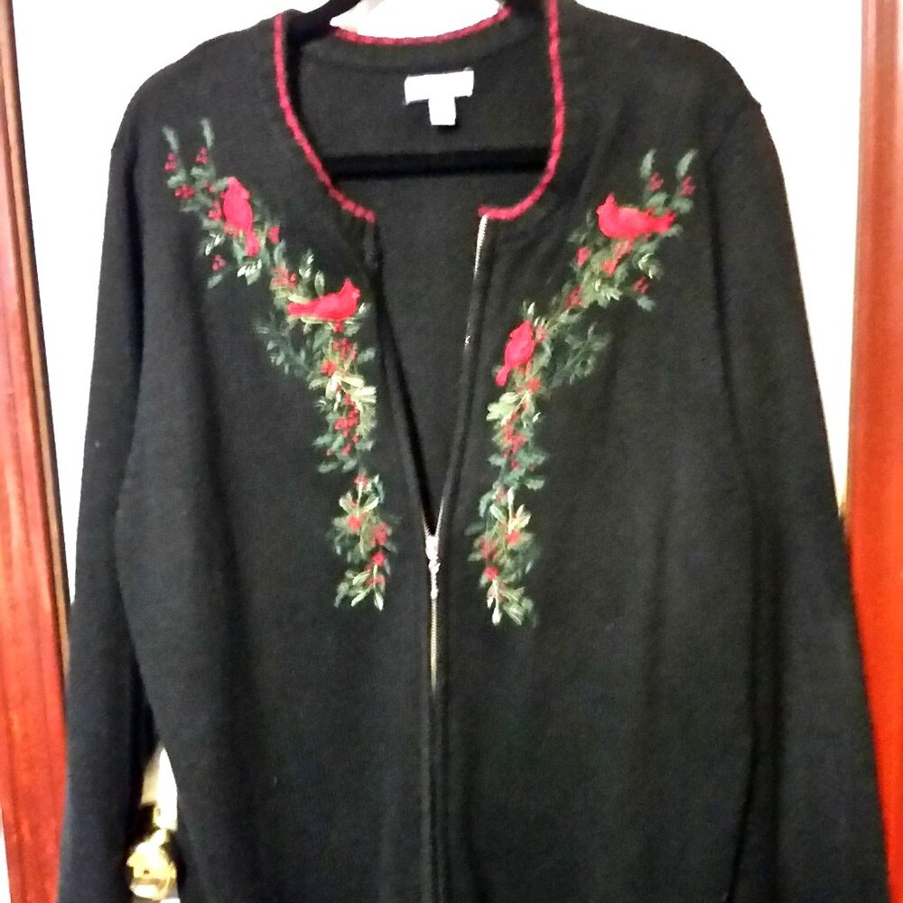 WOMEN'S CROFT & BARROW LONG SLEEVE/ FULL ZIPPER FRONT Cardinal SWEATER Size 2XL
